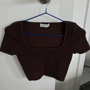 Babaton Aritzia Sculpt Knit Square Neck Crop Top - Size Small